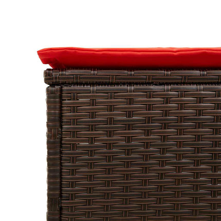 Sun Lounger with Cushion Brown Poly Rattan