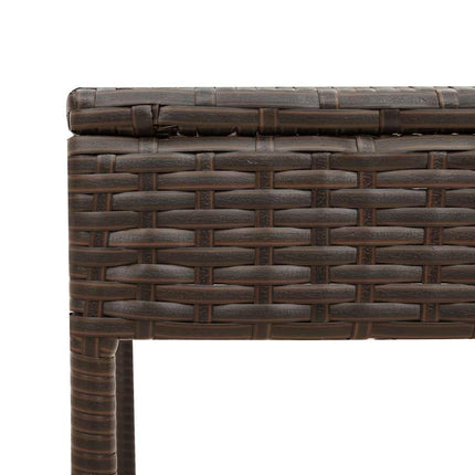 Sun Lounger with Table and Cushion Brown Poly Rattan