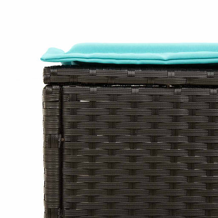 Sun Lounger with Table and Cushion Black Poly Rattan