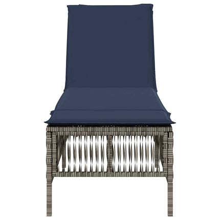 Sun Lounger with Cushion Grey Poly Rattan