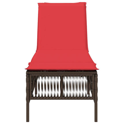 Sun Lounger with Cushion Brown Poly Rattan