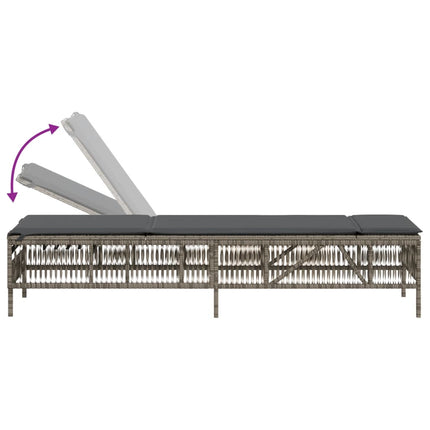 Sun Loungers 2 pcs with Table Gray Poly Rattan