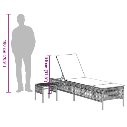 Sun Loungers 2 pcs with Table Gray Poly Rattan