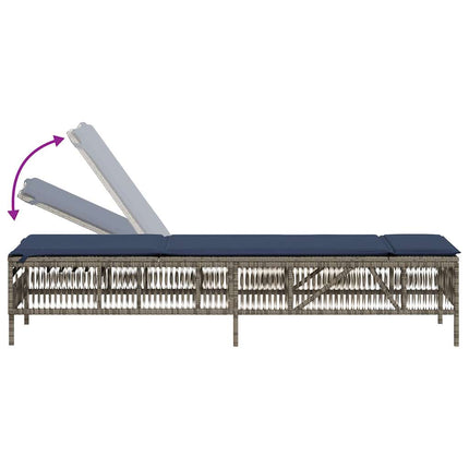 Sun Loungers 2 pcs with Table Grey Poly Rattan