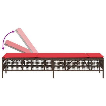 Sun Loungers 2 pcs with Table Brown Poly Rattan