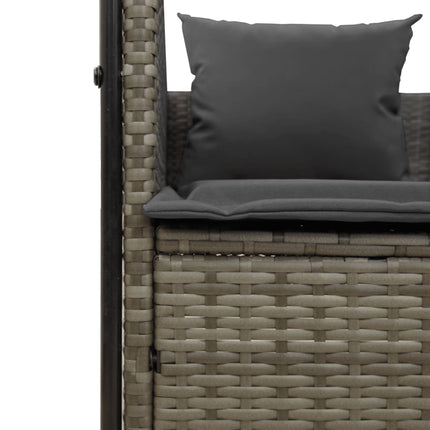 Double Sun Lounger with Roof and Curtains Gray Poly Rattan
