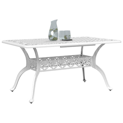 Patio Table White 59.1"x35.4"x28.3" Cast Aluminum