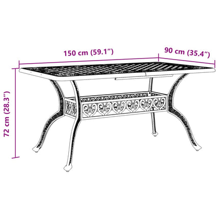 Patio Table White 59.1"x35.4"x28.3" Cast Aluminum