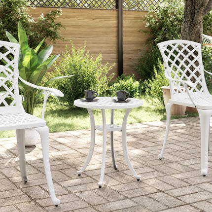 Patio Table White Ø18.9"x20.9" Cast Aluminum