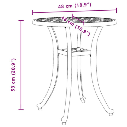 Patio Table White Ø18.9"x20.9" Cast Aluminum