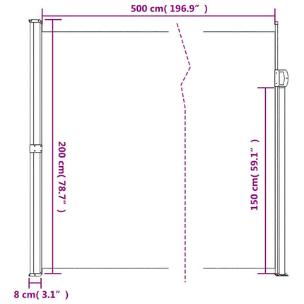 Retractable Side Awning Anthracite 78.7"x196.9