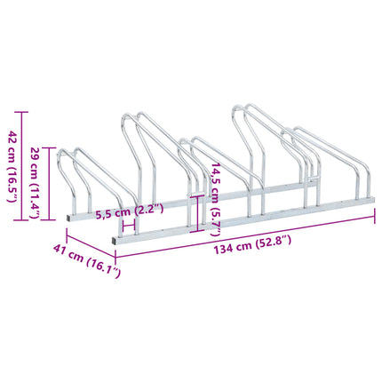 Bicycle Stand for 5 Bikes Floor Freestanding Galvanized Steel