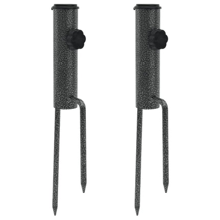 Parasol Stands with Spikes 2 pcs 3.5"x13.8" Galvanized Steel