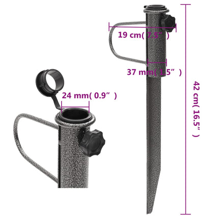Parasol Stands with Spikes 2 pcs 7.5"x16.5" Galvanized Steel