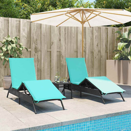 Sun Loungers with Cushions 2 pcs Black Poly Rattan