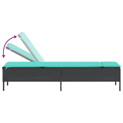 Sun Loungers with Cushions 2 pcs Black Poly Rattan