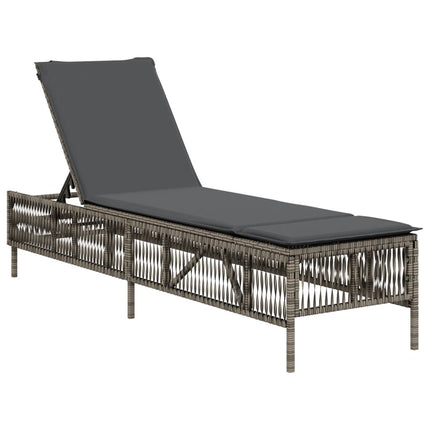 Sun Loungers with Cushions 2 pcs Gray Poly Rattan