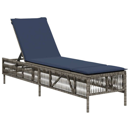 Sun Loungers with Cushions 2 pcs Gray Poly Rattan