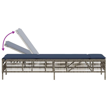 Sun Loungers with Cushions 2 pcs Gray Poly Rattan