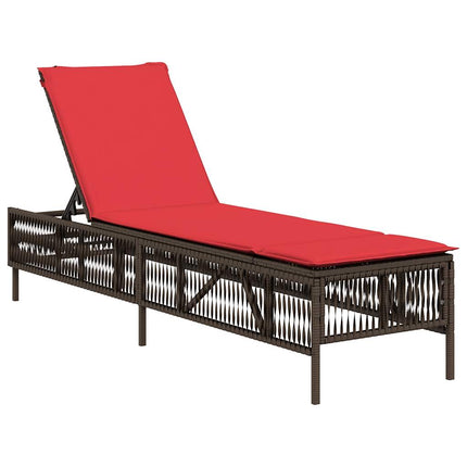 Sun Loungers with Cushions 2 pcs Brown Poly Rattan