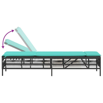 Sun Loungers with Cushions 2 pcs Black Poly Rattan