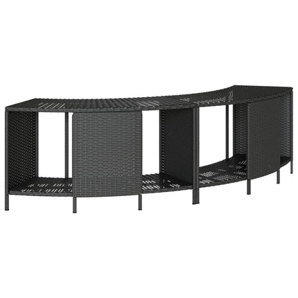 Hot Tub Surround Black Poly Rattan and Solid Wood Acacia