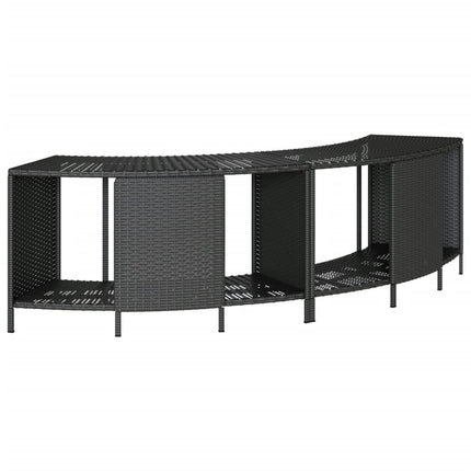 Hot Tub Surround Black Poly Rattan and Solid Wood Acacia