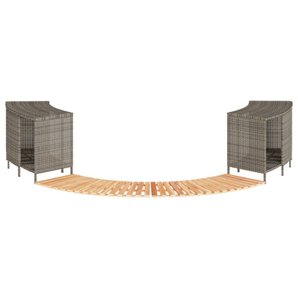 Hot Tub Surround Gray Poly Rattan and Solid Wood Acacia
