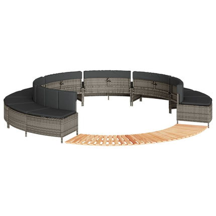 Hot Tub Surround Gray Poly Rattan and Solid Wood Acacia