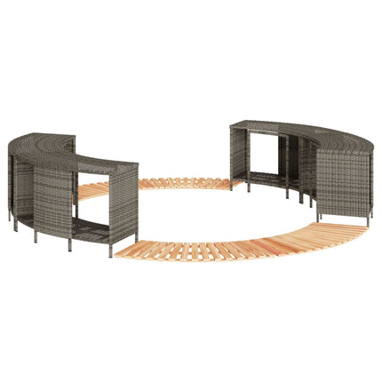 Hot Tub Surround Gray Poly Rattan and Solid Wood Acacia