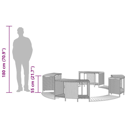 Hot Tub Surround Gray Poly Rattan and Solid Wood Acacia