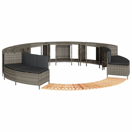 Hot Tub Surround Gray Poly Rattan and Solid Wood Acacia