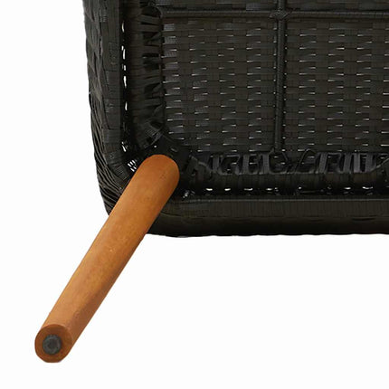 Garden Dining Set with Cushion 3 pcs Black Poly Rattan
