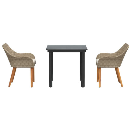 Garden Dining Set with Cushion 3 pcs Beige Poly Rattan