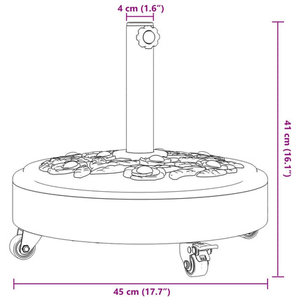 Parasol Base with Wheels for Ø1.5"/1.9" Poles 59.5 lb Round