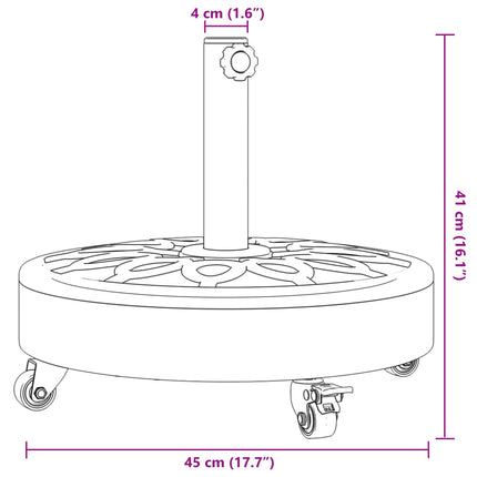 Parasol Base with Wheels for Ø1.5"/1.9" Poles 59.5 lb Round