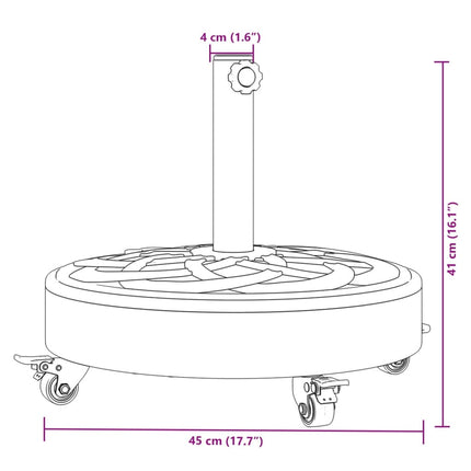 Parasol Base with Wheels for Ø1.5"/1.9" Poles 59.5 lb Round