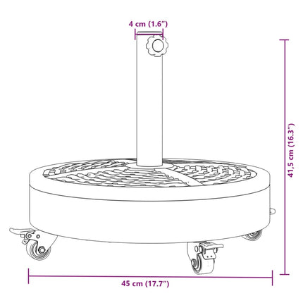 Parasol Base with Wheels for Ø1.5"/1.9" Poles 59.5 lb Round