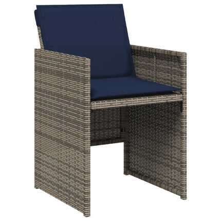 5 Piece Garden Dining Set with Cushions Grey Poly Rattan