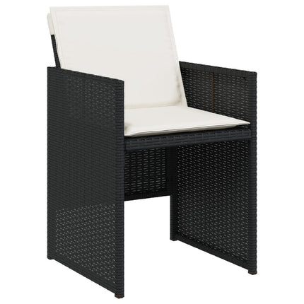 9 Piece Patio Dining Set with Cushions Black Poly Rattan