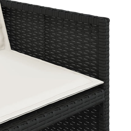 11 Piece Patio Dining Set with Cushions Black Poly Rattan