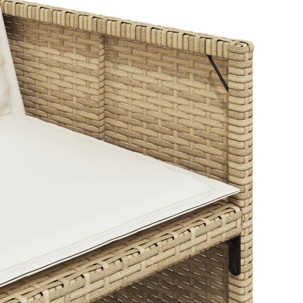 11 Piece Patio Dining Set with Cushions Beige Poly Rattan
