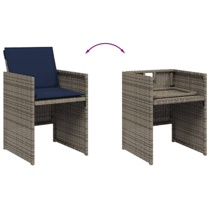 13 Piece Patio Dining Set with Cushions Gray Poly Rattan