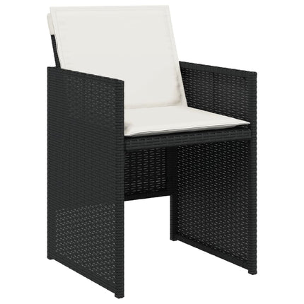 9 Piece Patio Dining Set with Cushions Black Poly Rattan
