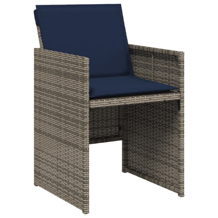11 Piece Garden Dining Set with Cushions Grey Poly Rattan