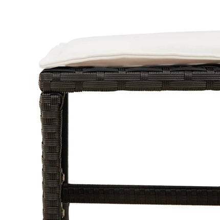 11 Piece Patio Dining Set with Cushions Black Poly Rattan