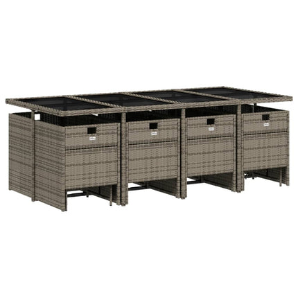 Patio Dining Set Set of 12 Grey Poly Rattan 12 Seater Foldable