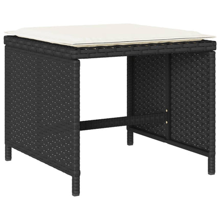 13 Piece Patio Dining Set with Cushions Black Poly Rattan