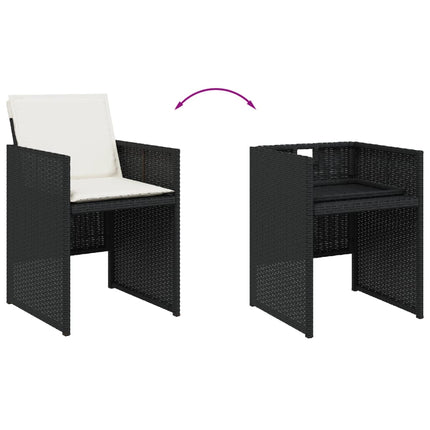13 Piece Patio Dining Set with Cushions Black Poly Rattan