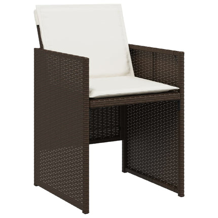 15 Piece Patio Dining Set with Cushions Brown Poly Rattan